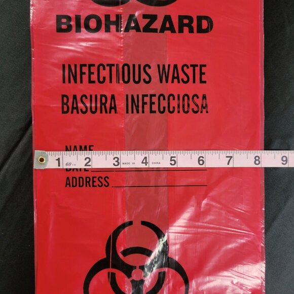 Lot of 30 Biohazard Plastic Bags Red Halloween Cosplay Decorations Zombie - Picture 9 of 10